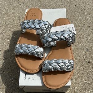 A New Day Silver Braided Sandals